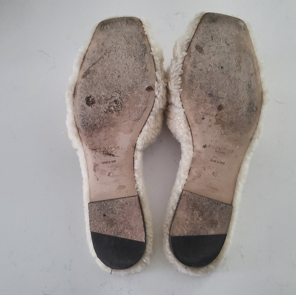 Saint Laurent Shearling Tribute Flat Sandals 40 - Picture 8 of 9